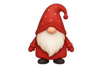 Christmas gnome wearing red clothes and hat standing on transparent background