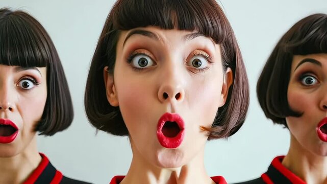 A group of three women with different facial expressions