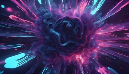 Abstract Neon Fluid Waves Background Colorful Pink and Blue Energy Flow