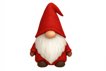 Christmas gnome wearing red clothes and hat standing on transparent background