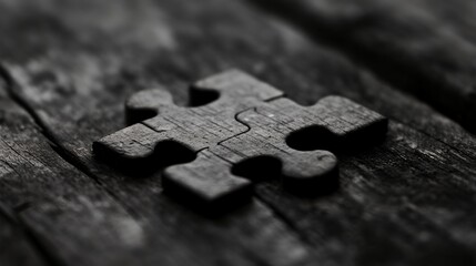 A solitary wooden puzzle piece rests on a weathered wooden surface, symbolizing a missing piece or a challenge to overcome