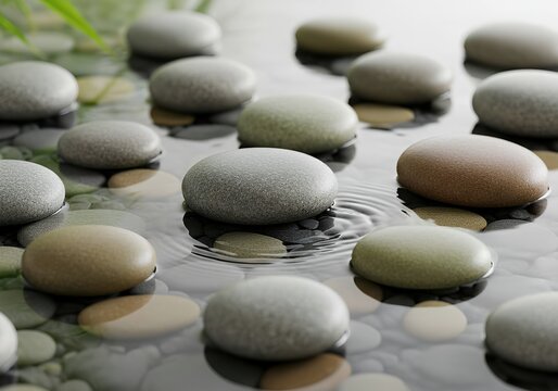 Zen Stones on Water Background