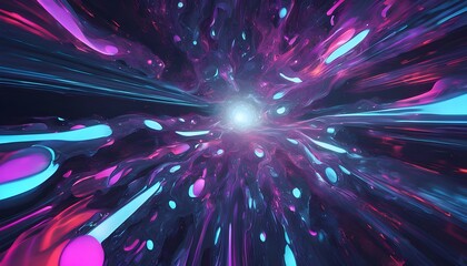 Abstract Neon Fluid Waves Background Colorful Pink and Blue Energy Flow