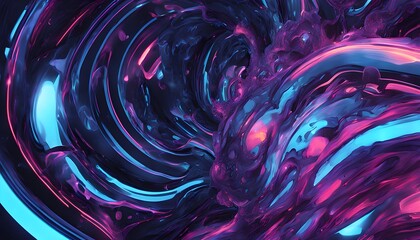 Abstract Neon Fluid Waves Background Colorful Pink and Blue Energy Flow
