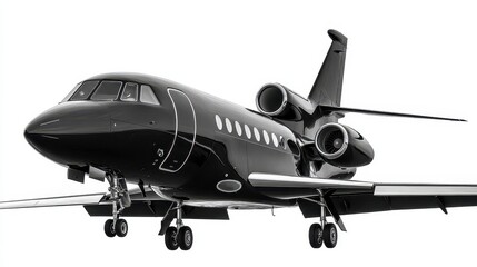 Obraz premium Black Private Jet. Modern Corporate Business Luxury Plane for Private Travel