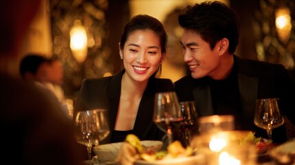 Couple Fine Dining at Asian Eatery with Wine Pairing Experience