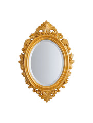 Vintage-style mirror featuring a luxurious gold finish
