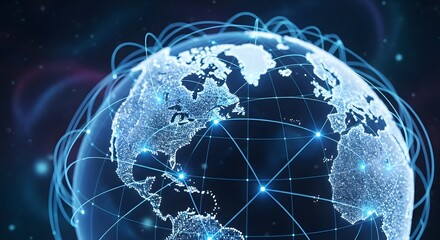 Digital Earth globe with network connection lines, representing global communication and technology around the world and the internet