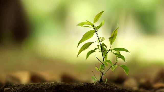 Young tree sapling with a soft, blurred background