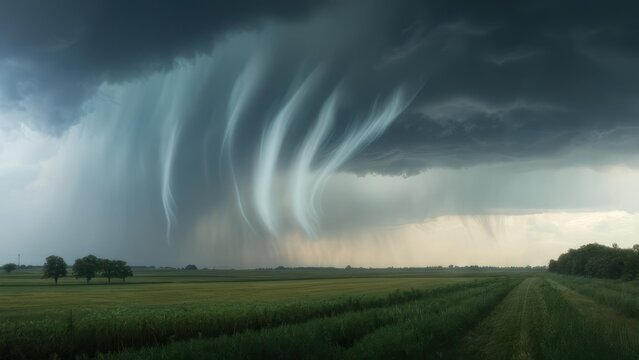 Dramatic storm over a field