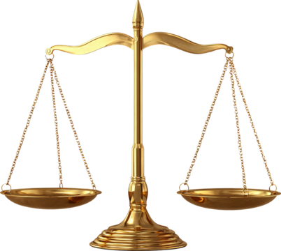 Solemn golden scale of justice symbolizing law, balance, and fairness