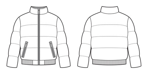 Puffer jacket with ribbon technical Illustration © Olesya