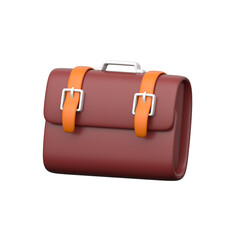 Classic leather business briefcase icon for office or finance.