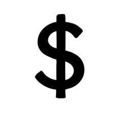 Obraz premium Black dollar sign symbol on white background 