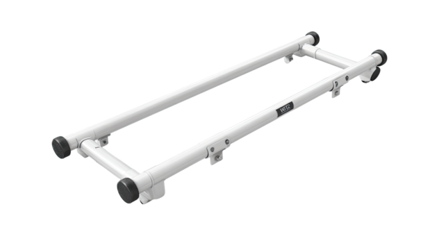 White rectangular frame, likely for mounting or support.  Robust,  with  padded  ends