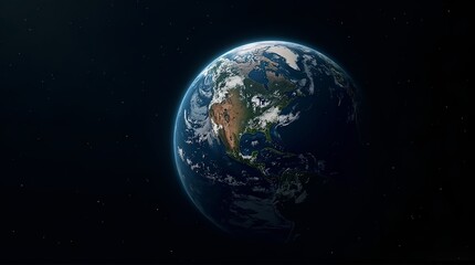A view of planet earth showcasing north america from the vast expanse of outer space in the darkness