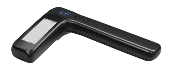 Portable black handheld device with digital display