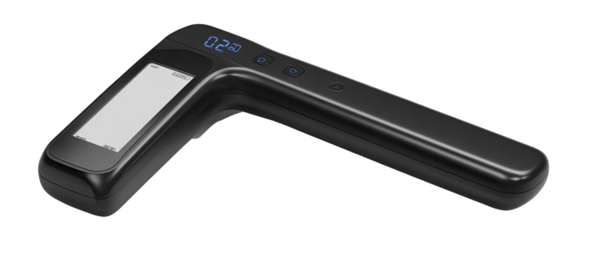 Portable black handheld device with digital display