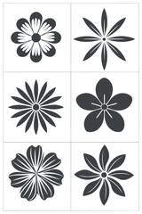 Obraz premium Assortment of six stylized floral petal icons flower