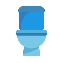 Modern Blue Toilet Icon Vector - Bathroom Sanitary Ware Flat Design