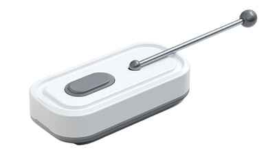A white rectangular device with a gray lever and button