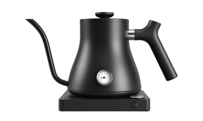 Sleek black kettle with base