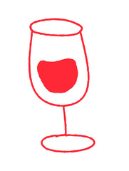 Red wine in a glass with childish drawing style vector