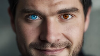 Obraz premium Close-up portrait of a man with different colored eyes