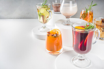 Various autumn winter alcohol cocktails