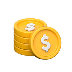 Carefully designed 3D icon of money, dollar coin stack