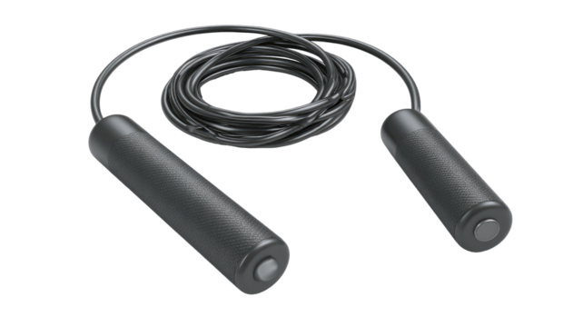 Jump rope with dark gray handles