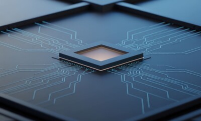Close-up of a computer chip on a circuit board