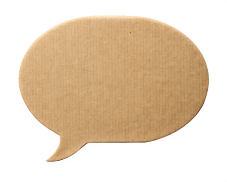 Brown cardboard speech bubble shape for messaging or communication concepts on isolated on white background ,PNG.AI Generated.