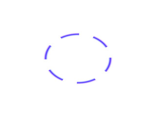 Naklejka premium A dashed purple circle outline isolated on a transparent background, representing a fragmented or incomplete abstract design element