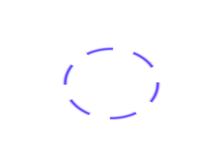 A dashed purple circle outline isolated on a transparent background, representing a fragmented or incomplete abstract design element