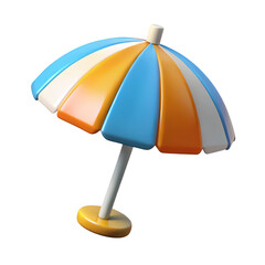 Colorful 3d beach umbrella for summer fun and outdoor relaxation scene elements transparent background