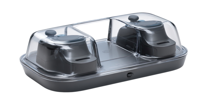 Dual controller charging/storage unit with clear protective covers