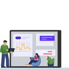 Businessman doing Market dashboard Illustration