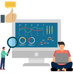 Business team doing website analysis Illustration