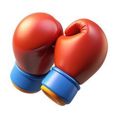 Pair of red boxing gloves with blue wraps ready for intense championship boxing match action transparent background