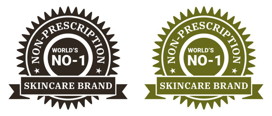 Obraz premium Non-Prescription Skincare Brand Badge Icon Worlds Number One Label Design