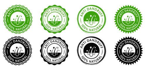 Anti Dandruff Badge Icon Natural Hair Care Product Label Design