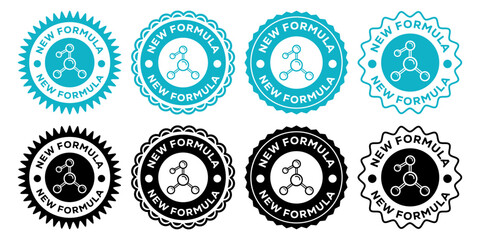 New Formula Badge Icon Science Molecule Innovation Product Label Design
