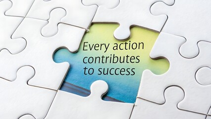 Fototapeta premium Puzzle Piece with Inspirational Quote about Success in Work