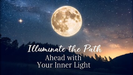 Naklejka premium Illuminate Your Path with Inner Light Under the Full Moon Sky