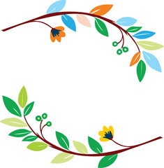 Floral Branches with Leaves and Flowers – Elegant Botanical Decorative Design