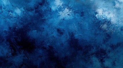 Deep blue abstract painted texture with layered brushstrokes and grunge accents, evoking an oceanic, moody atmosphere suitable as a modern background or wallpaper.