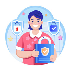 A flat style illustration showing security