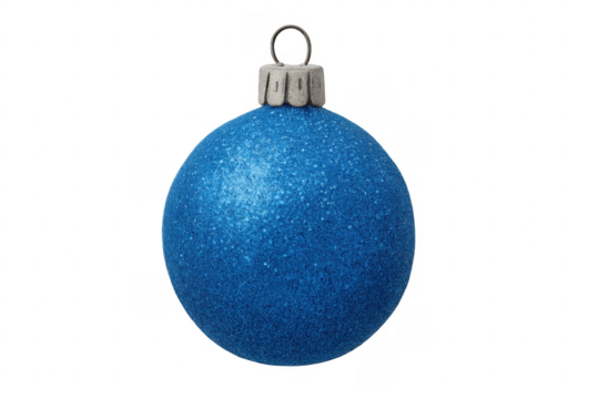Shiny blue christmas ball ornament hanging with transparent background - Powered by Adobe