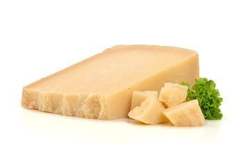 Parmesan Cheese Chunk, isolated on white background